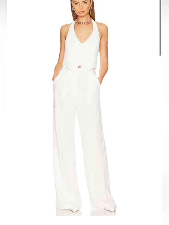 Amanda Uprichard Pants - Amanda Uprichard White Halter Wide-Leg Jumpsuit